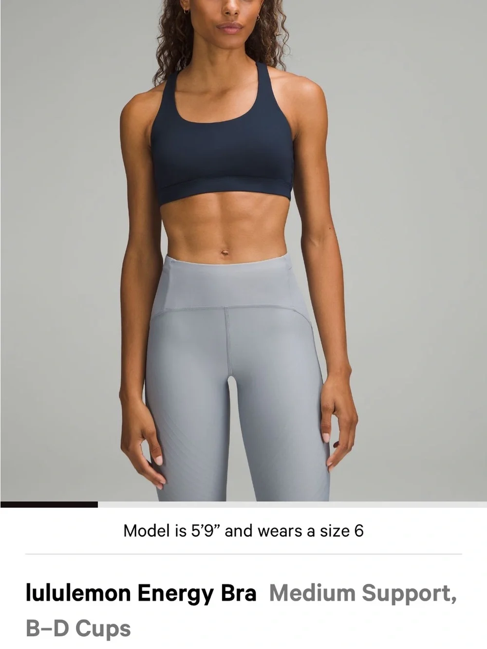 lululemon athletica Energy Bra in Black and Light Gray